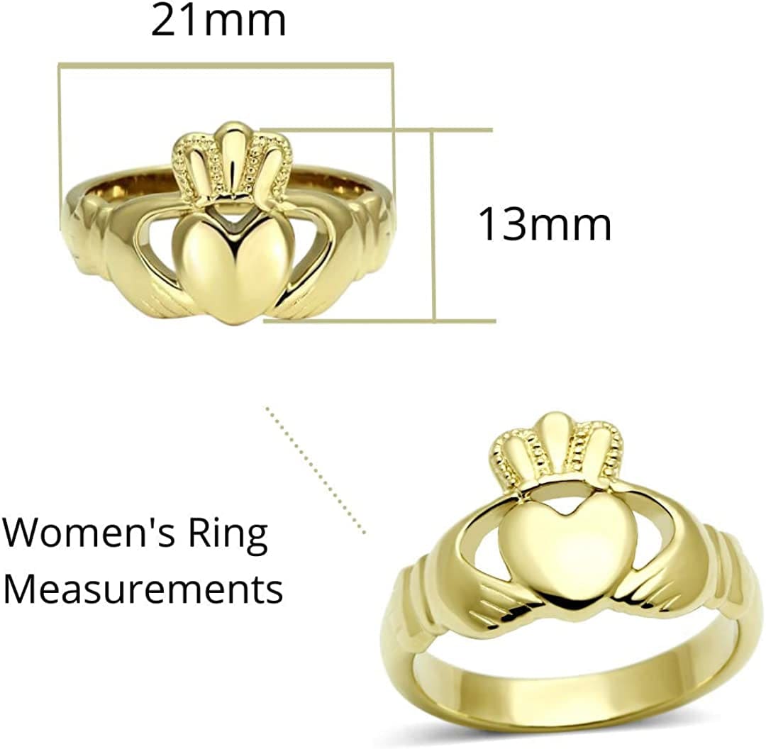 Women'S Silver Claddagh Celtic Irish Fashion Comfort Statement Love Ring
