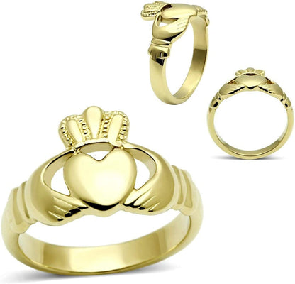 Women'S Silver Claddagh Celtic Irish Fashion Comfort Statement Love Ring