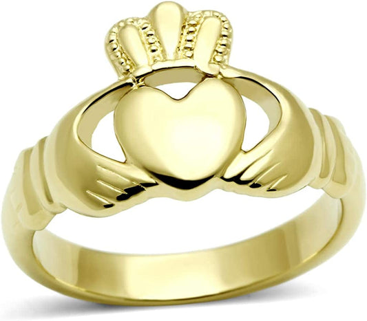 Women'S Silver Claddagh Celtic Irish Fashion Comfort Statement Love Ring Gold / 5