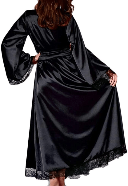 Women'S Sleepwear Robe,Sexy Lingerie Satin Negligees Long Sleeve Nightgowns Loungewear Bathrobe Pajamas Baby Dolls Chemises Apparel & Accessories > Clothing > Underwear & Socks > Shapewear AKshehe   