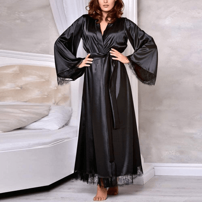 Women'S Sleepwear Robe,Sexy Lingerie Satin Negligees Long Sleeve Nightgowns Loungewear Bathrobe Pajamas Baby Dolls Chemises Apparel & Accessories > Clothing > Underwear & Socks > Shapewear AKshehe   