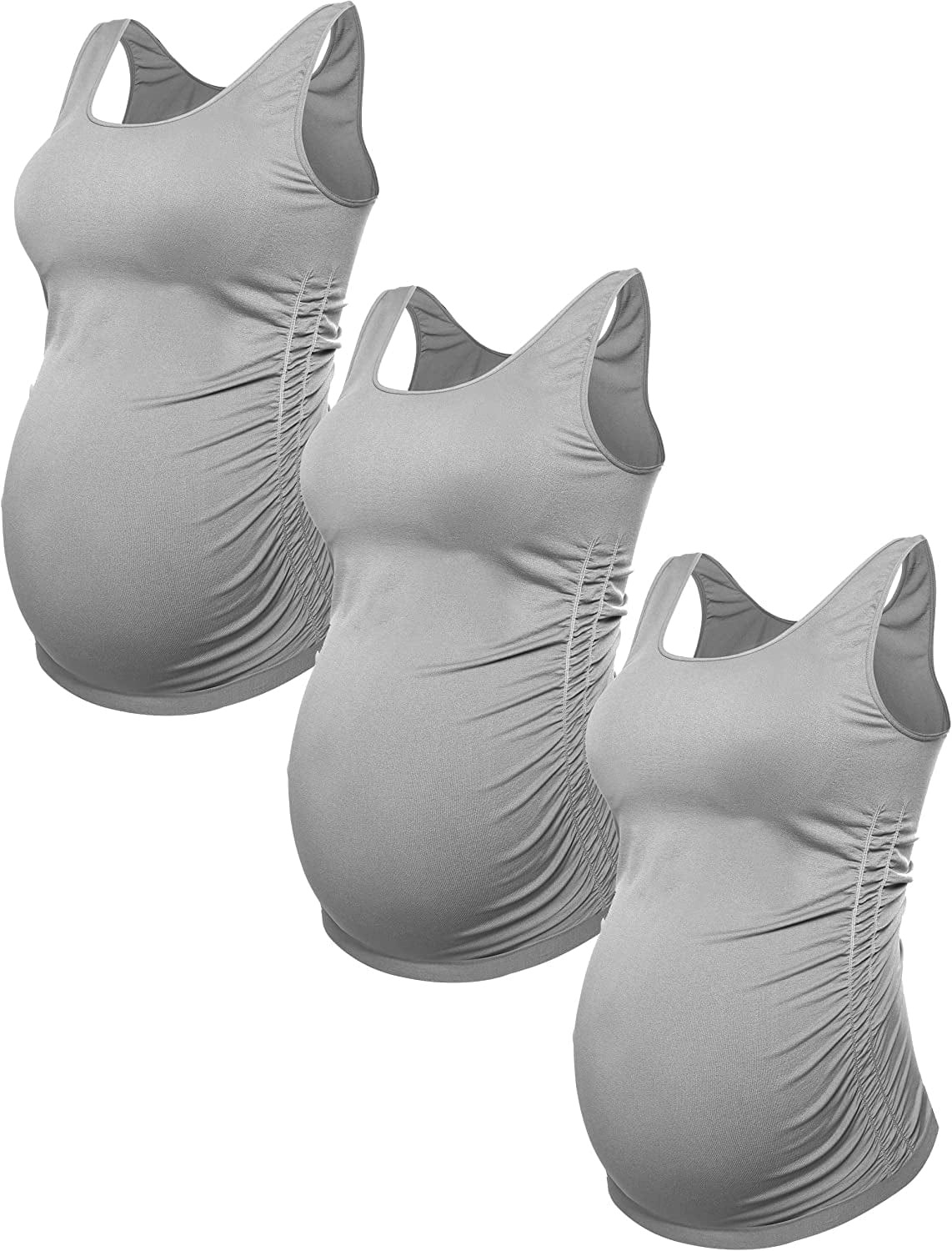 Women'S Sleeveless Nursing Maternity Tank Top Cami for Easy Breastfeeding Tank Top Tee Shirt Maternity Clothes 1 Seamless Maternity Tank: 3 Pack Grey / Medium