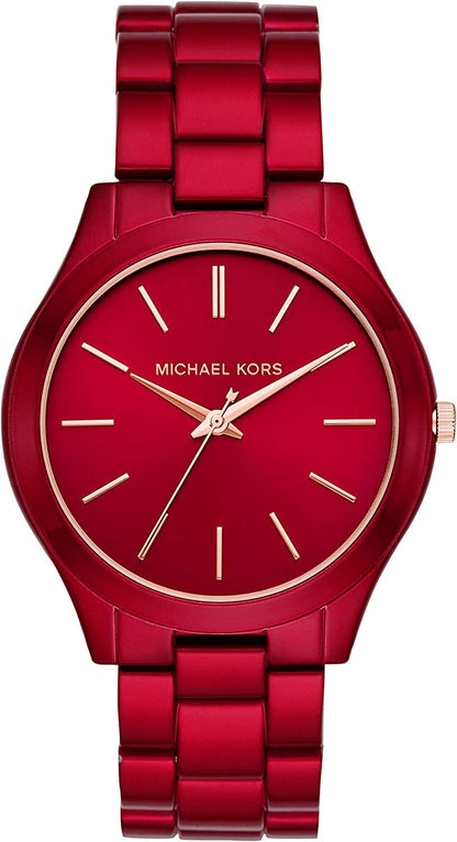 Women'S Slim Runway Three-Hand Stainless Steel Quartz Watch Red Sunray