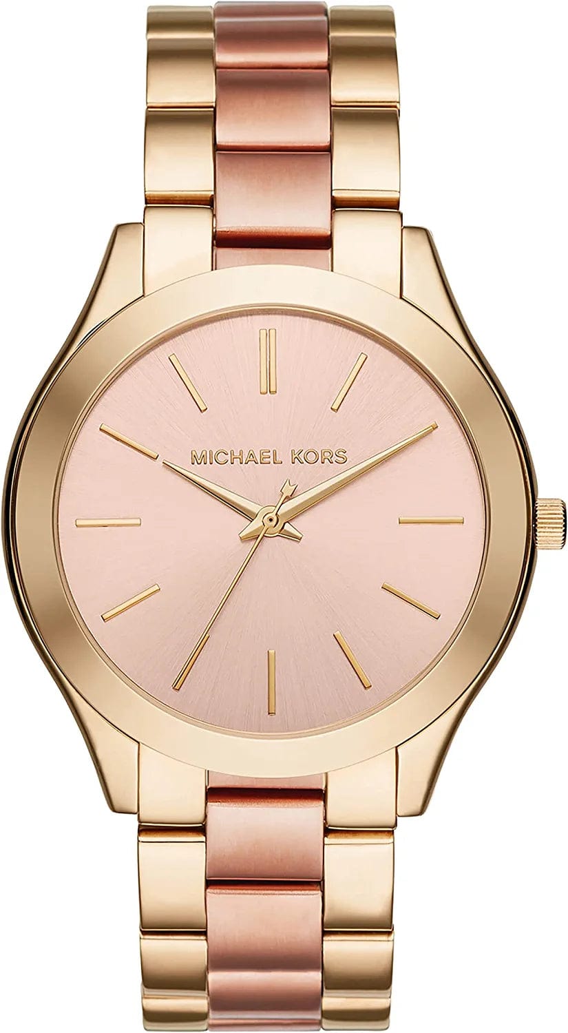 Women'S Slim Runway Three-Hand Stainless Steel Quartz Watch Gold/Pink