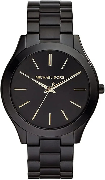 Women'S Slim Runway Three-Hand Stainless Steel Quartz Watch Black/Gold