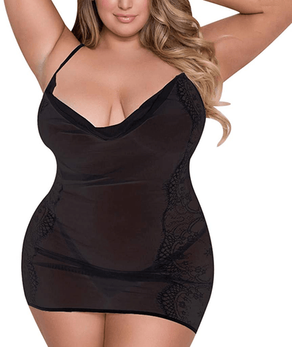 Women'S Sling Short Skirt Satin Lace Sexy Lingerie V-Neck Ladies Babydoll Sleepwear Negligees Nightgowns Loungewear Apparel & Accessories > Clothing > Underwear & Socks > Shapewear AKshehe #2black 4X-Large 