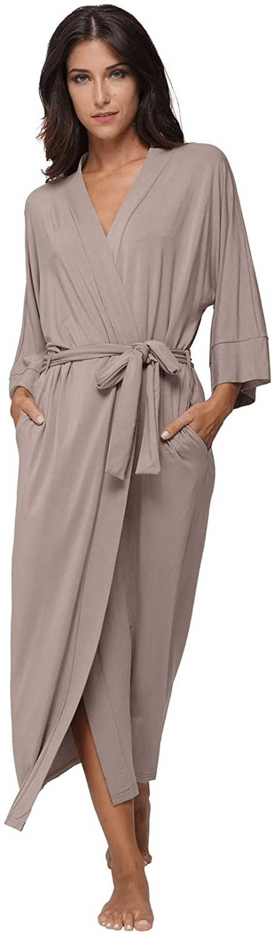 Women'S Soft Robes Long Bath Robes Full Length Kimonos Sleepwear Dressing Gown,Solid Color Apparel & Accessories > Clothing > Sleepwear & Loungewear > Robes MissNina Khaki Small 