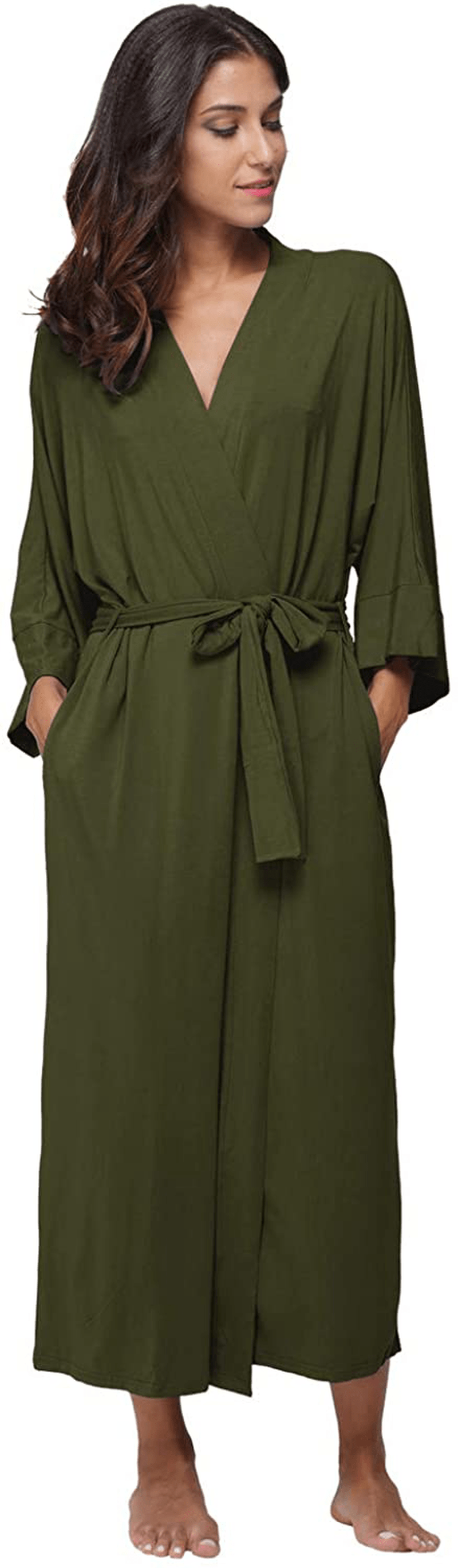 Women'S Soft Robes Long Bath Robes Full Length Kimonos Sleepwear Dressing Gown,Solid Color Apparel & Accessories > Clothing > Sleepwear & Loungewear > Robes MissNina   