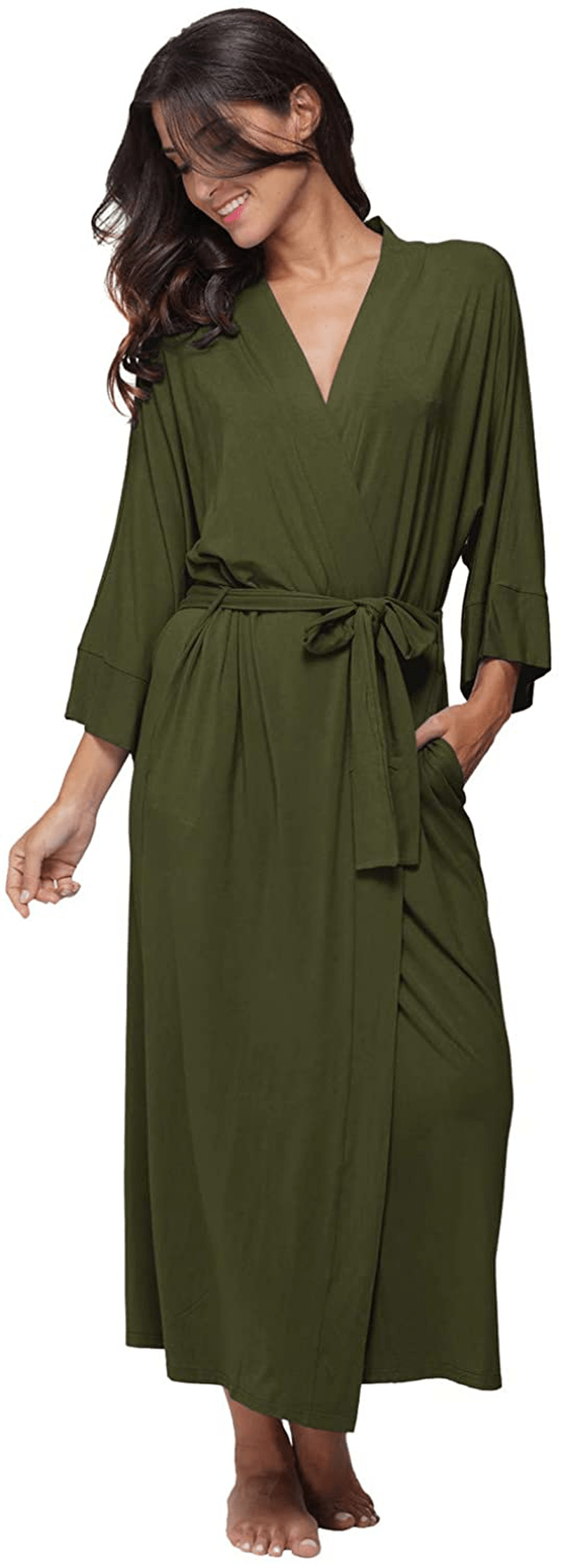 Women'S Soft Robes Long Bath Robes Full Length Kimonos Sleepwear Dressing Gown,Solid Color Apparel & Accessories > Clothing > Sleepwear & Loungewear > Robes MissNina   