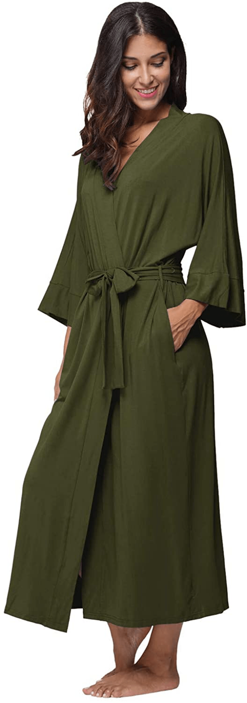 Women'S Soft Robes Long Bath Robes Full Length Kimonos Sleepwear Dressing Gown,Solid Color Apparel & Accessories > Clothing > Sleepwear & Loungewear > Robes MissNina   