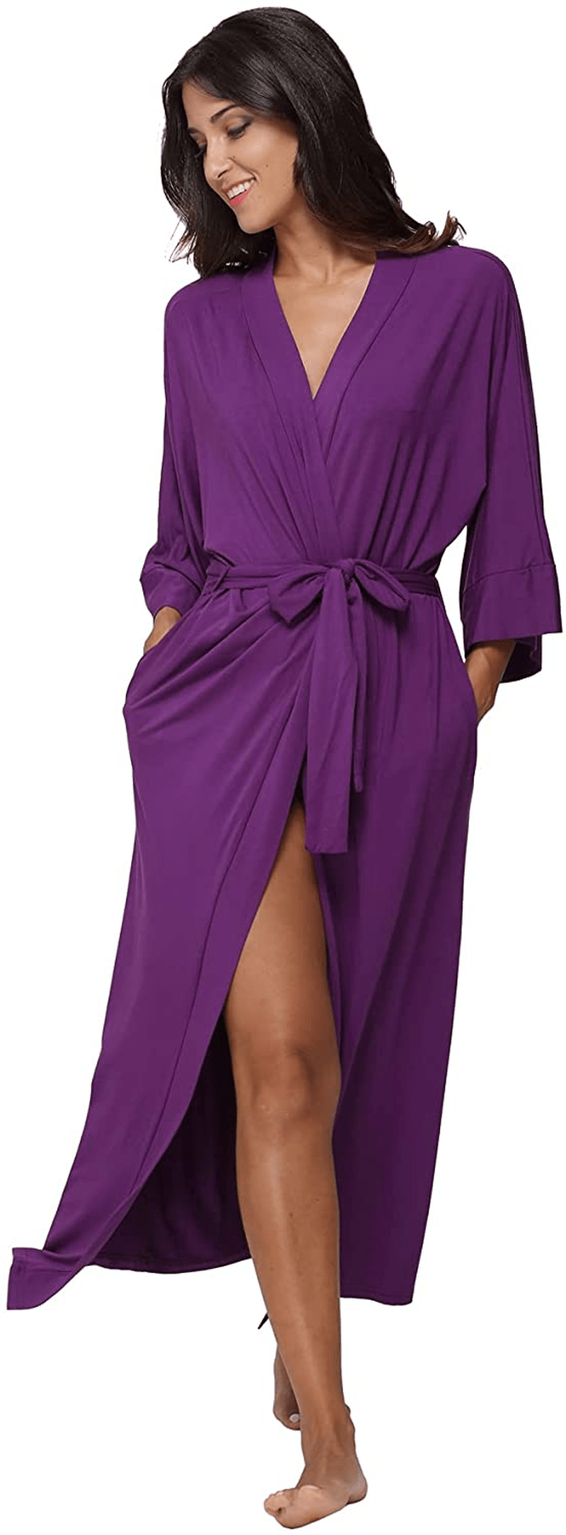 Women'S Soft Robes Long Bath Robes Full Length Kimonos Sleepwear Dressing Gown,Solid Color Apparel & Accessories > Clothing > Sleepwear & Loungewear > Robes MissNina Purple Medium 