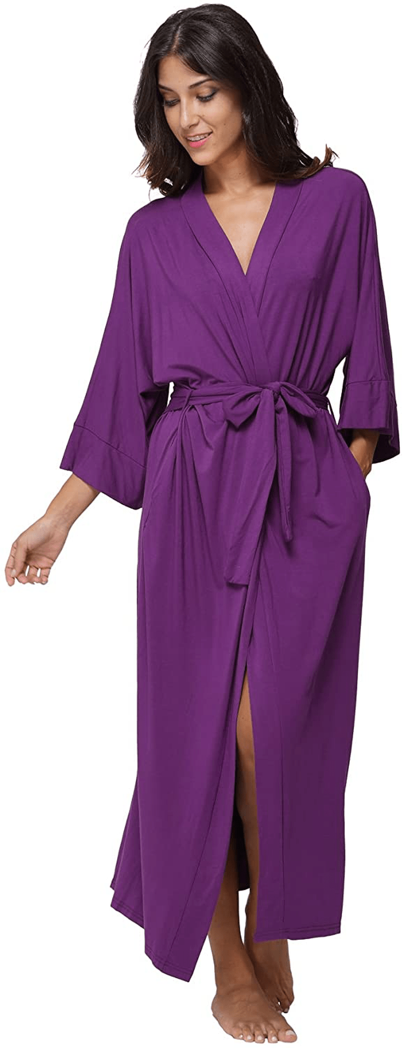 Women'S Soft Robes Long Bath Robes Full Length Kimonos Sleepwear Dressing Gown,Solid Color Apparel & Accessories > Clothing > Sleepwear & Loungewear > Robes MissNina   