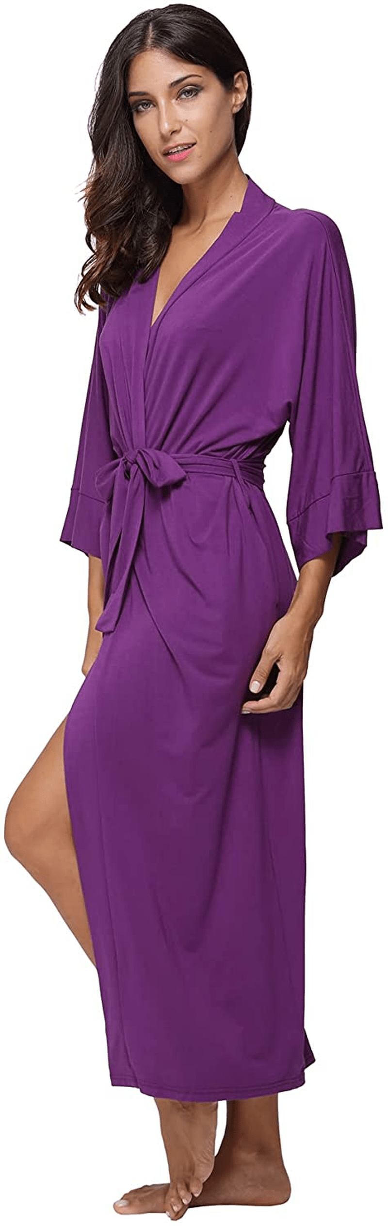 Women'S Soft Robes Long Bath Robes Full Length Kimonos Sleepwear Dressing Gown,Solid Color Apparel & Accessories > Clothing > Sleepwear & Loungewear > Robes MissNina   
