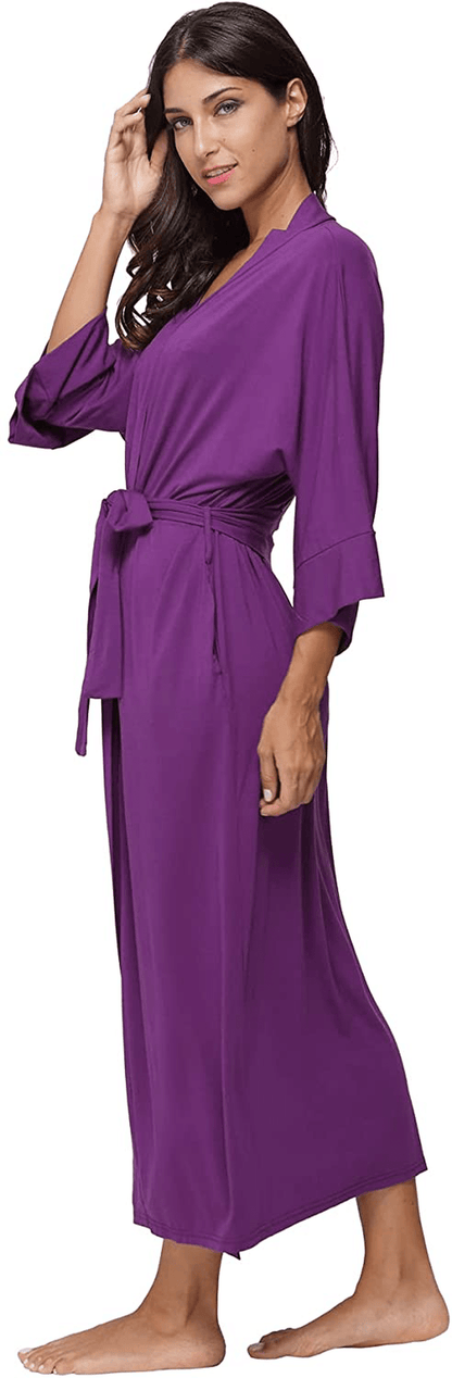 Women'S Soft Robes Long Bath Robes Full Length Kimonos Sleepwear Dressing Gown,Solid Color Apparel & Accessories > Clothing > Sleepwear & Loungewear > Robes MissNina   
