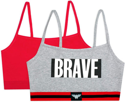 Women'S Spaghetti Strap Cotton Pullover Sports Bra Heather Grey/Crantastic - Wonder Woman / 2 / 38