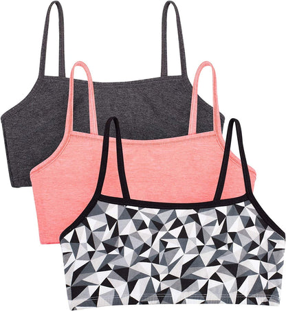 Women'S Spaghetti Strap Cotton Pullover Sports Bra Kaleidescope/Charcoal/Punchy Peach / 3 / 44