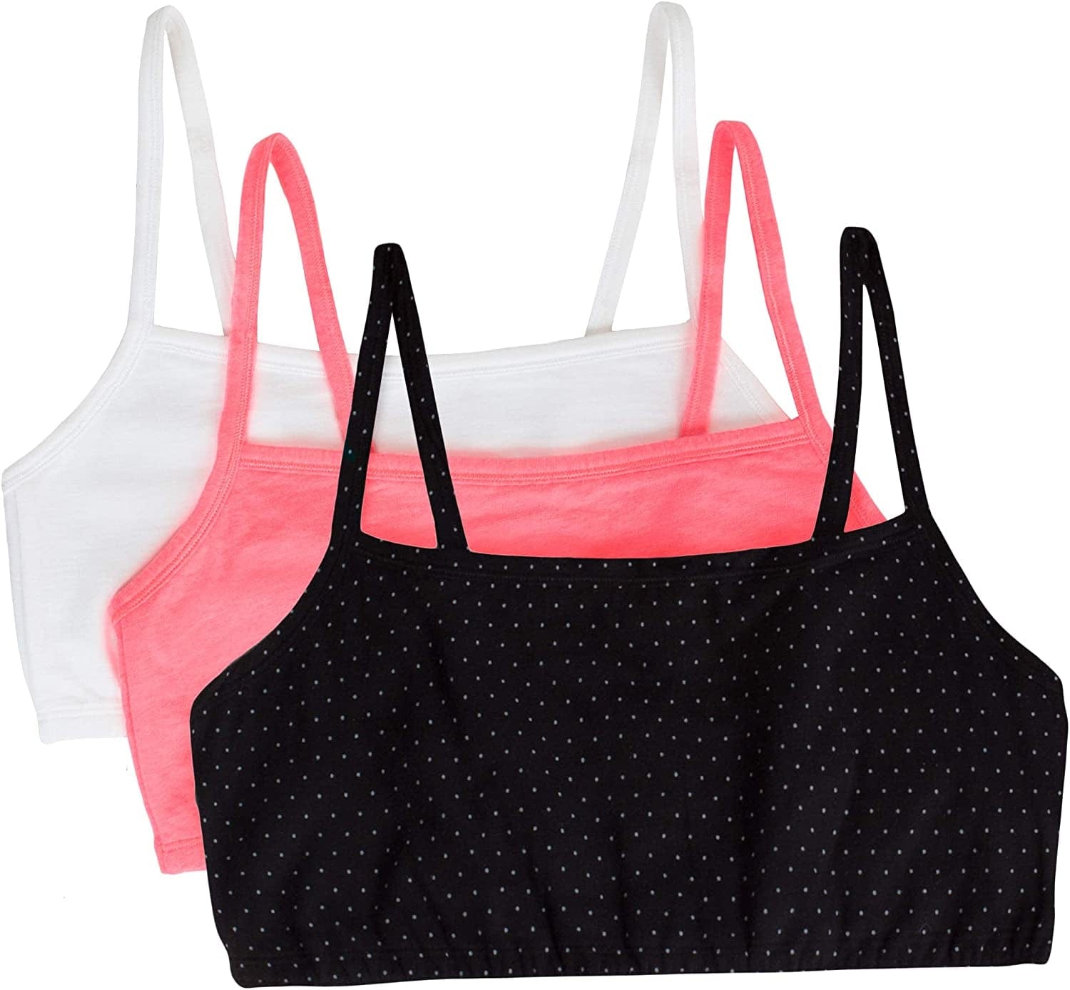 Women'S Spaghetti Strap Cotton Pullover Sports Bra Pin Dot/Popsicle Pink/White / 3 / 40