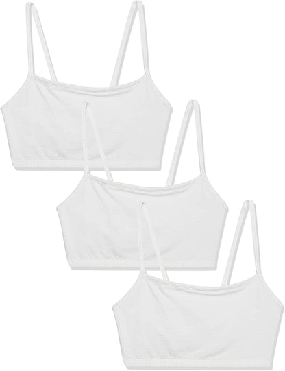 Women'S Spaghetti Strap Cotton Pullover Sports Bra White/White/White / 3 / 38