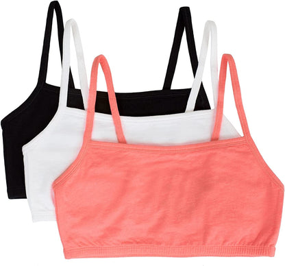Women'S Spaghetti Strap Cotton Pullover Sports Bra Black Hue/White/Punchy Peach / 3 / 44