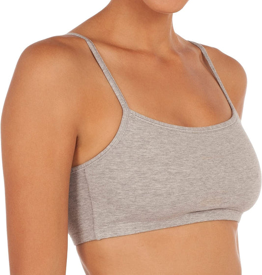 Women'S Spaghetti Strap Cotton Pullover Sports Bra Black/White/Heather Grey / 3 / 42