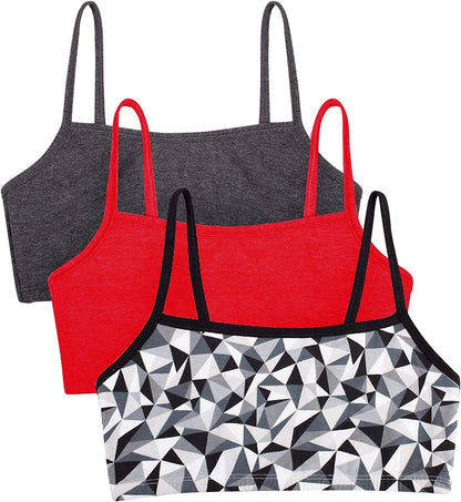 Women'S Spaghetti Strap Cotton Pullover Sports Bra Kaleidoscope/Charcoal/Red Hot / 3 / 42