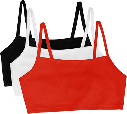 Women'S Spaghetti Strap Cotton Pullover Sports Bra Black/White/Red Hot / 3 / 40