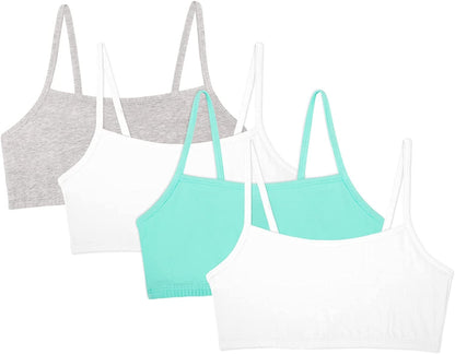 Women'S Spaghetti Strap Cotton Pullover Sports Bra Value Pack Mint Chip/White/Grey Heather/White / 40