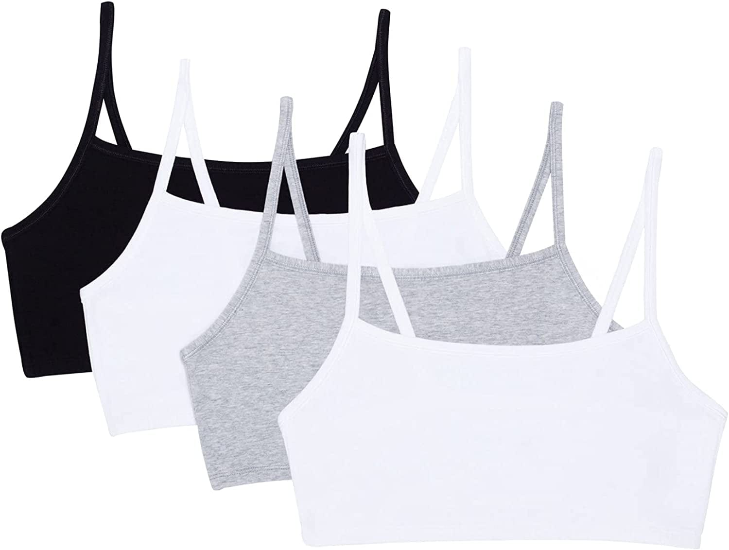 Women'S Spaghetti Strap Cotton Pullover Sports Bra Value Pack Black/White/White/Heather Grey 4-pack / 36