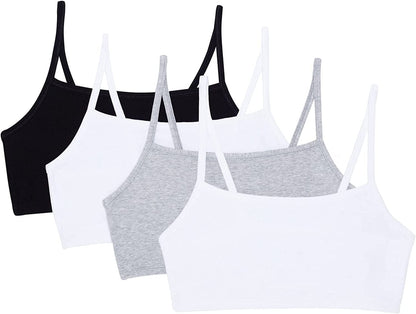 Women'S Spaghetti Strap Cotton Pullover Sports Bra Value Pack Black/White/White/Heather Grey 4-pack / 36