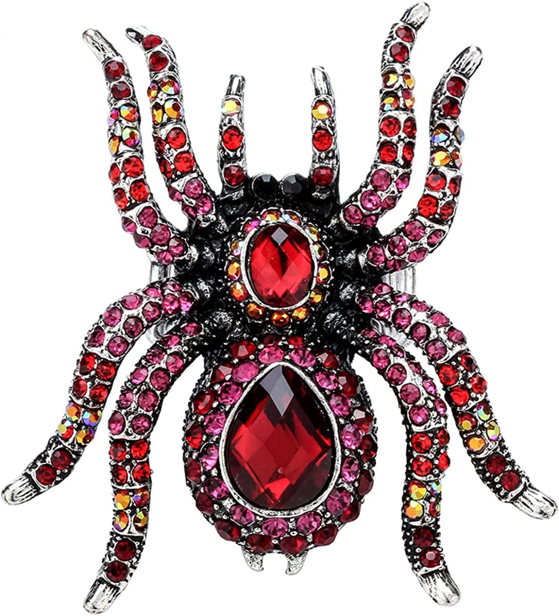 Women'S Spider Stretch Rings Fit Finger Size 6.5 to 9 - Elastic Soft Band Perfect for Arthritis - Silk Scarf Holders - Lead & Nickle Free - 2-1/4 X 2-1/4 Inches - Halloween Costume Accessories Red