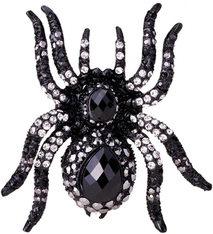 Women'S Spider Stretch Rings Fit Finger Size 6.5 to 9 - Elastic Soft Band Perfect for Arthritis - Silk Scarf Holders - Lead & Nickle Free - 2-1/4 X 2-1/4 Inches - Halloween Costume Accessories Black metal black clear