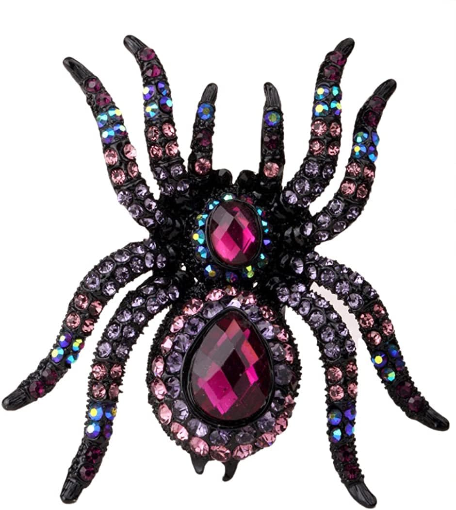 Women'S Spider Stretch Rings Fit Finger Size 6.5 to 9 - Elastic Soft Band Perfect for Arthritis - Silk Scarf Holders - Lead & Nickle Free - 2-1/4 X 2-1/4 Inches - Halloween Costume Accessories Black metal purple
