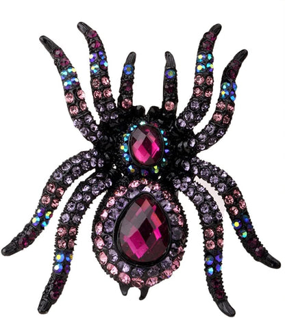 Women'S Spider Stretch Rings Fit Finger Size 6.5 to 9 - Elastic Soft Band Perfect for Arthritis - Silk Scarf Holders - Lead & Nickle Free - 2-1/4 X 2-1/4 Inches - Halloween Costume Accessories Black metal purple