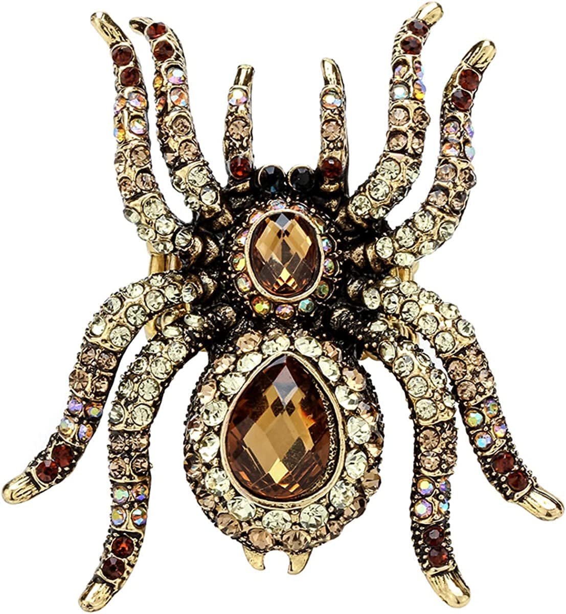 Women'S Spider Stretch Rings Fit Finger Size 6.5 to 9 - Elastic Soft Band Perfect for Arthritis - Silk Scarf Holders - Lead & Nickle Free - 2-1/4 X 2-1/4 Inches - Halloween Costume Accessories Amber