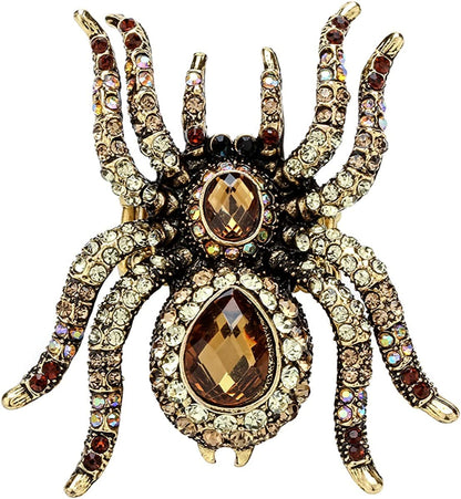 Women'S Spider Stretch Rings Fit Finger Size 6.5 to 9 - Elastic Soft Band Perfect for Arthritis - Silk Scarf Holders - Lead & Nickle Free - 2-1/4 X 2-1/4 Inches - Halloween Costume Accessories Amber