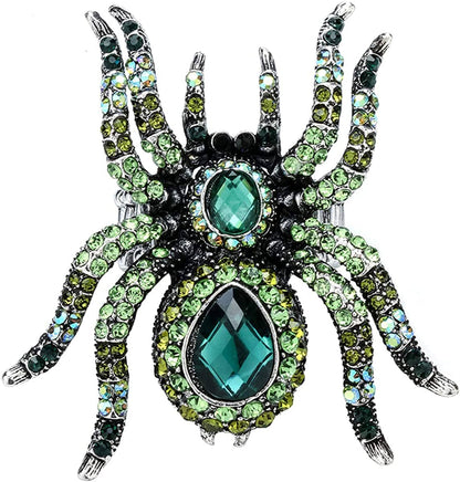 Women'S Spider Stretch Rings Fit Finger Size 6.5 to 9 - Elastic Soft Band Perfect for Arthritis - Silk Scarf Holders - Lead & Nickle Free - 2-1/4 X 2-1/4 Inches - Halloween Costume Accessories Green