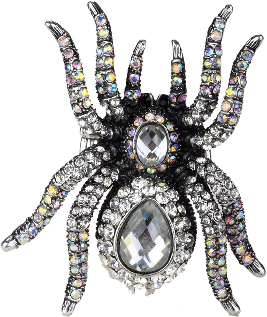 Women'S Spider Stretch Rings Fit Finger Size 6.5 to 9 - Elastic Soft Band Perfect for Arthritis - Silk Scarf Holders - Lead & Nickle Free - 2-1/4 X 2-1/4 Inches - Halloween Costume Accessories Silver