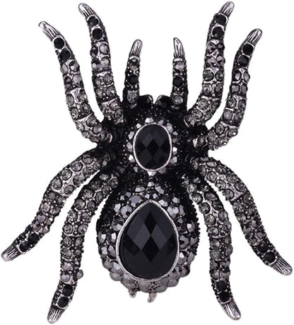 Women'S Spider Stretch Rings Fit Finger Size 6.5 to 9 - Elastic Soft Band Perfect for Arthritis - Silk Scarf Holders - Lead & Nickle Free - 2-1/4 X 2-1/4 Inches - Halloween Costume Accessories Black