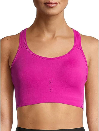 Women'S Sports Bra Fuschia Space Dye Seamless Zipfront / Small