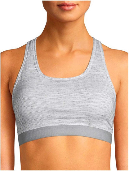 Women'S Sports Bra Grey Stripe Racerback Compression / Small