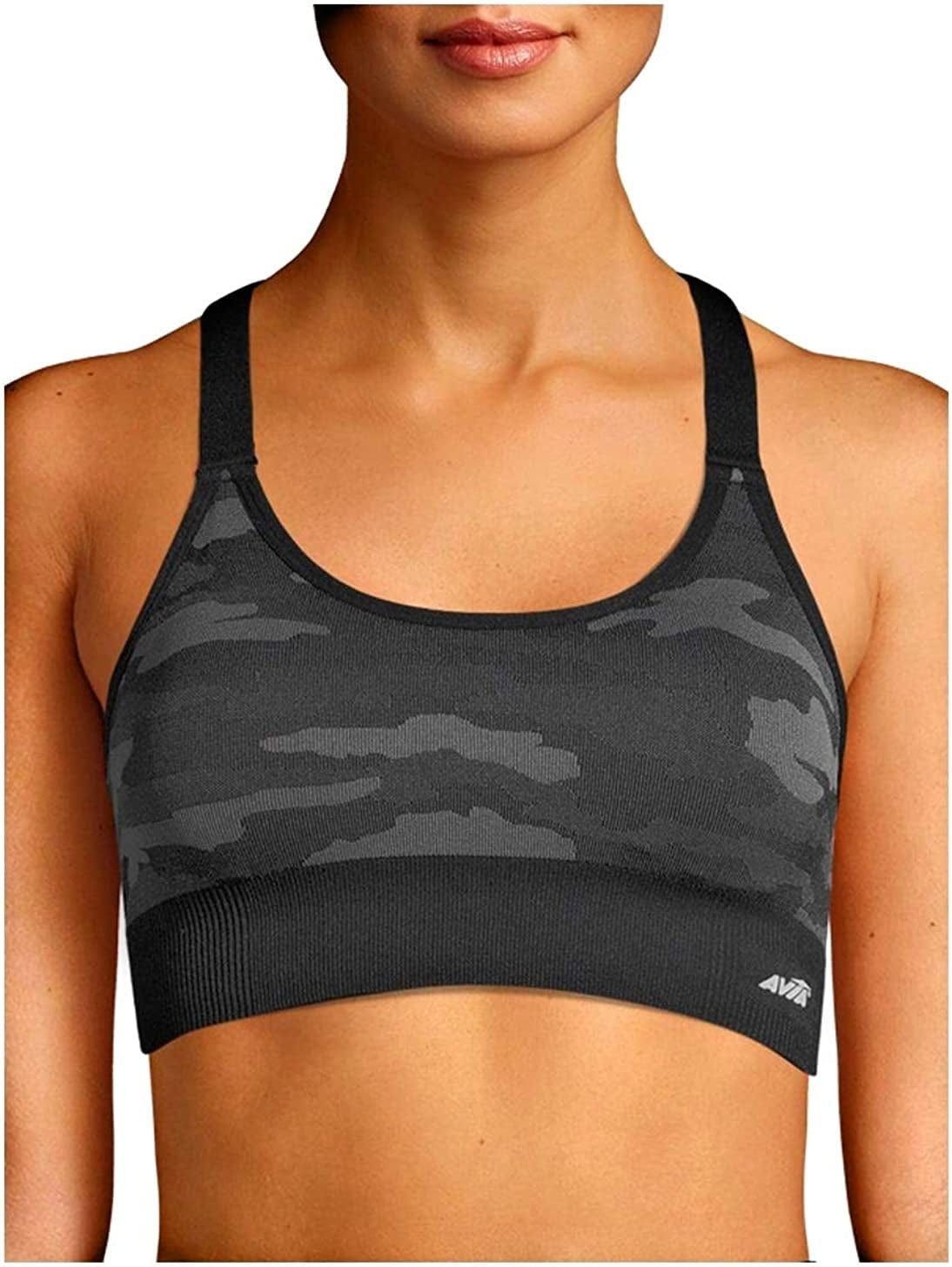 Women'S Sports Bra Black Camo Low Support Keyhole / Small