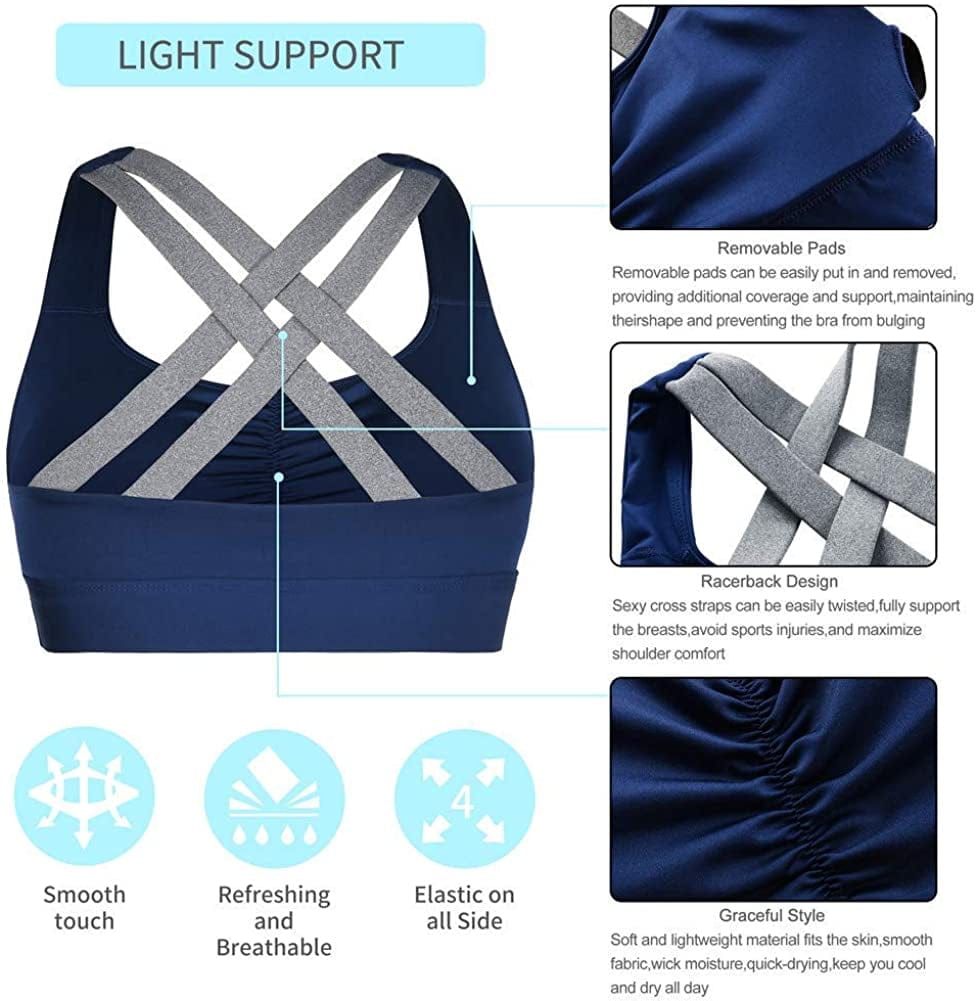 Women'S Sports Bra Longline Seamless Padded Light Support Workout Shirts Bra Yoga Tank Top