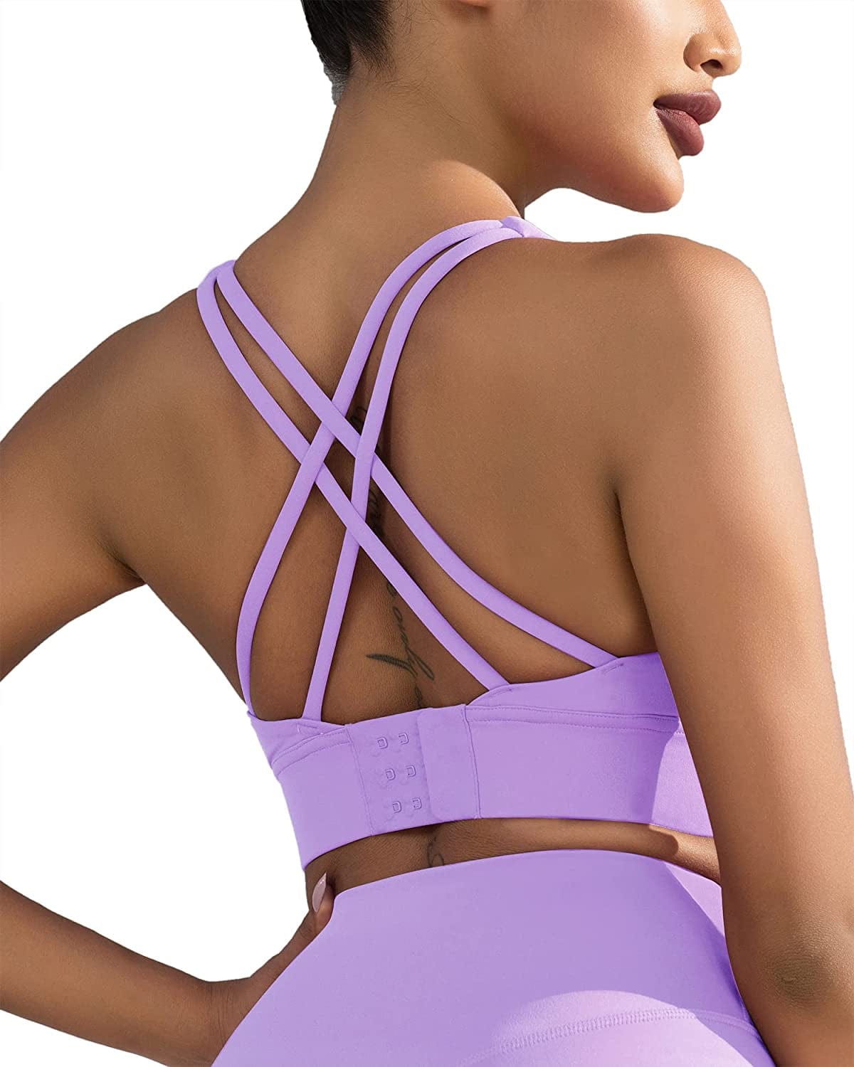 Women'S Sports Bra Padded Workout Shirts Shock-Absorbing Bra Yoga Tank Top Fitness Bra Misty Mauve / Small