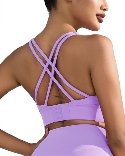 Women'S Sports Bra Padded Workout Shirts Shock-Absorbing Bra Yoga Tank Top Fitness Bra Misty Mauve / Small