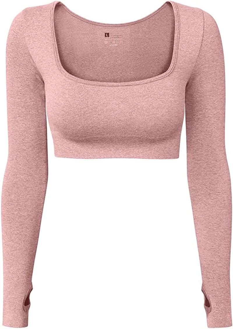 Women'S Sports Yoga Gym Stretch Bodycon Crop Top Compression Workout Athletic Long Sleeve Shirt Jujubered / Large