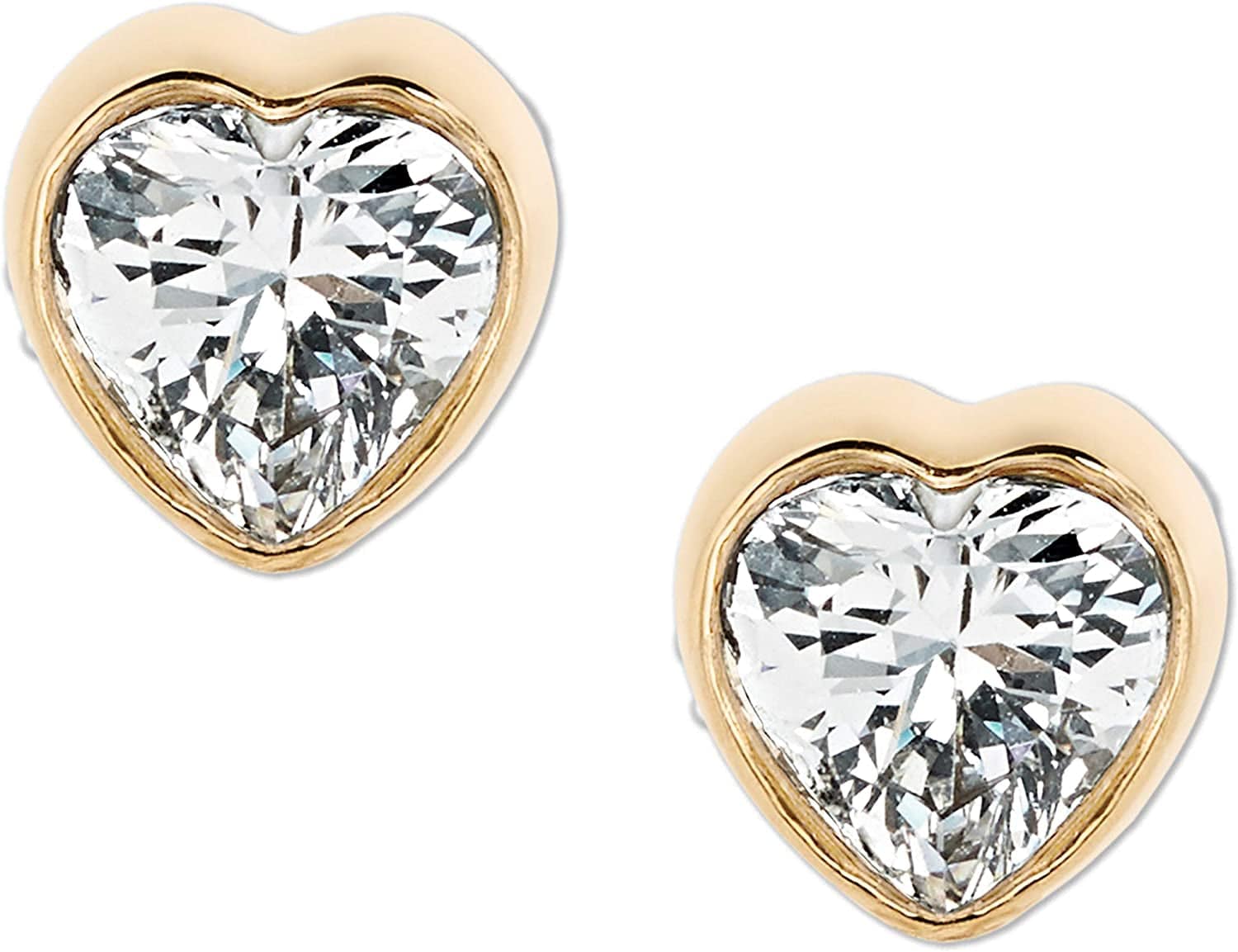 Women'S Stainless Steel Heart Shaped Stud Earrings with Crystal Accents