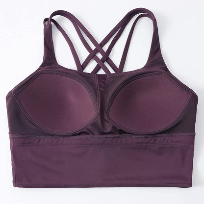 Women'S Strappy Longline Yoga Sports Bra Padded Wireless Crop Top Cami Tank Top