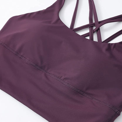 Women'S Strappy Longline Yoga Sports Bra Padded Wireless Crop Top Cami Tank Top