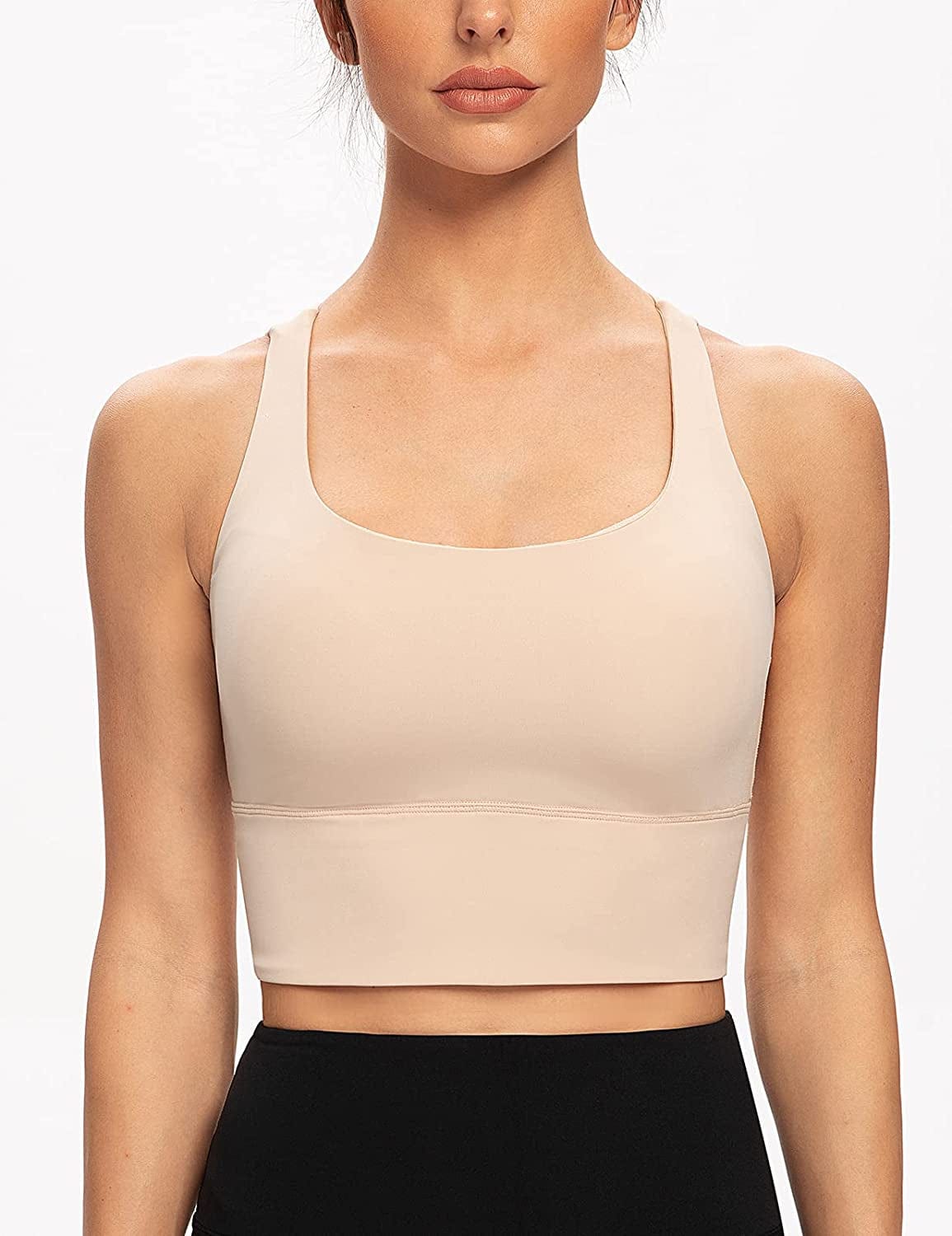 Women'S Strappy Longline Yoga Sports Bra Padded Wireless Crop Top Cami Tank Top