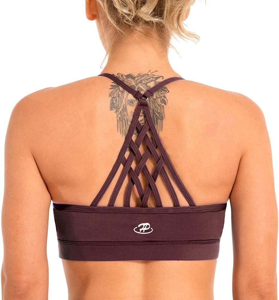 Women'S Strappy Sports Bra Medium Impact Sexy Crisscross Back Padded Workout Running Yoga Bra Port Royale / X-Small